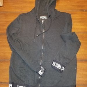 Hooded zip up sweat shirt
